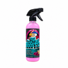A 16 oz spray bottle of Rebela of Shine SiO2 Coating Booster, featuring a bright pink liquid inside, a black trigger spray top, and a colorful label with a cartoon eagle and bold text.