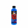 A 16 oz bottle of Wash & Wax car by Rebels of Shine, featuring a bright blue liquid, a black cap, and a black label with a red and yellow logo.