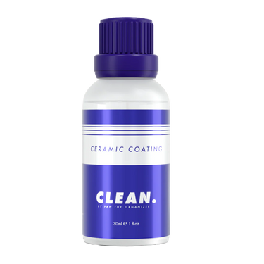 30ml Bottle of ceramic coating with purple cap and label on a white background