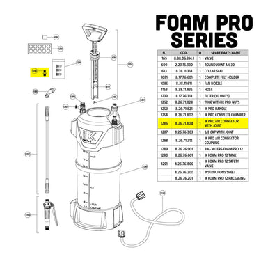 IK FOAM Pro Air Connector w/ Joint - Schrader Valve