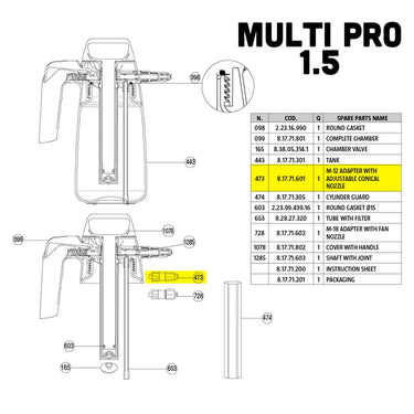 IK M-12 Adapter w/ Adjustable Conical Nozzle